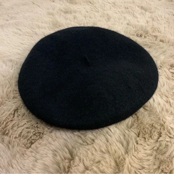 Wool Beret Hat Black One Size - Picture 7 of 10